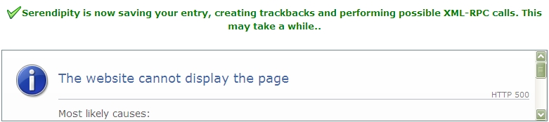 Error Message after entry submission.