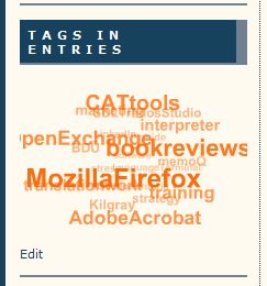 Flash tags (moving at different speeds, depending where your mouse is hovering in the window at the time)