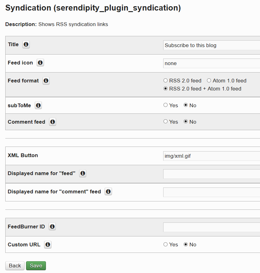 my current plug-in settings