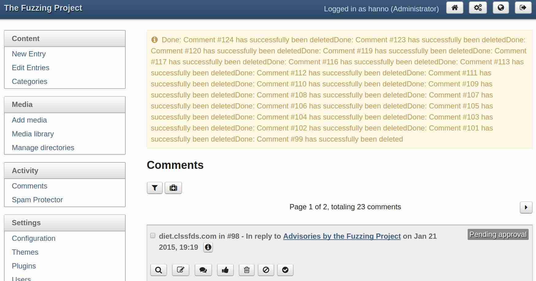 screenshot showing undesired behavior