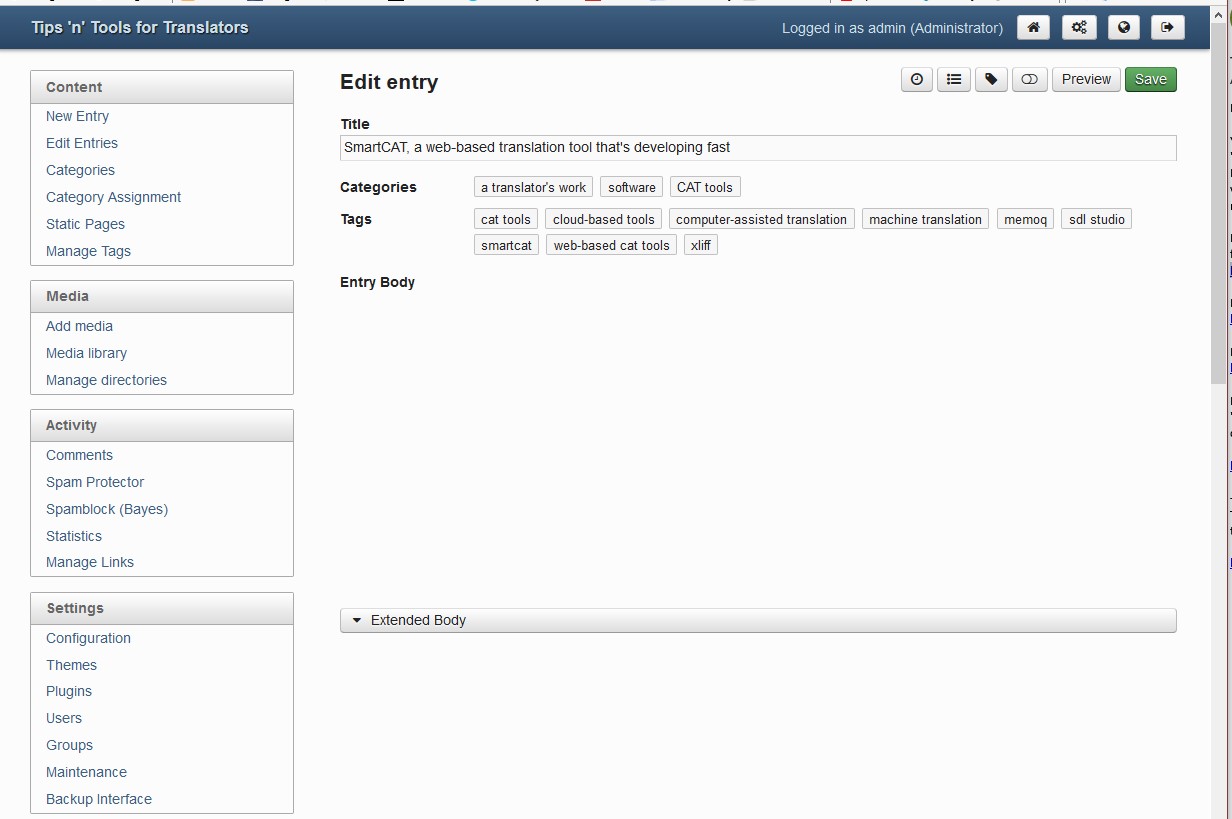 Plug-in is installed, but toolbar and editing field aren't shown in editing mode.